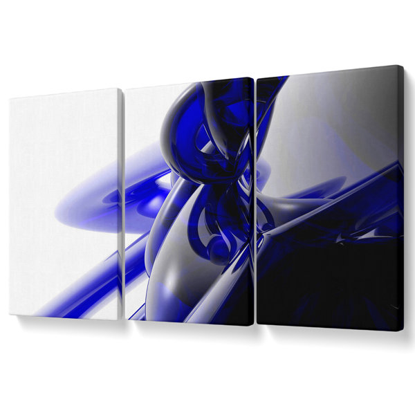 Ivy Bronx Blue Liquid Twist Canvas 3 Panel Set | Wayfair.co.uk