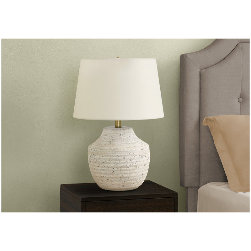 Lighting, 20 po, lampe de table, béton crème, abat-jour ivoire / crème, moderne, Crème, Crème