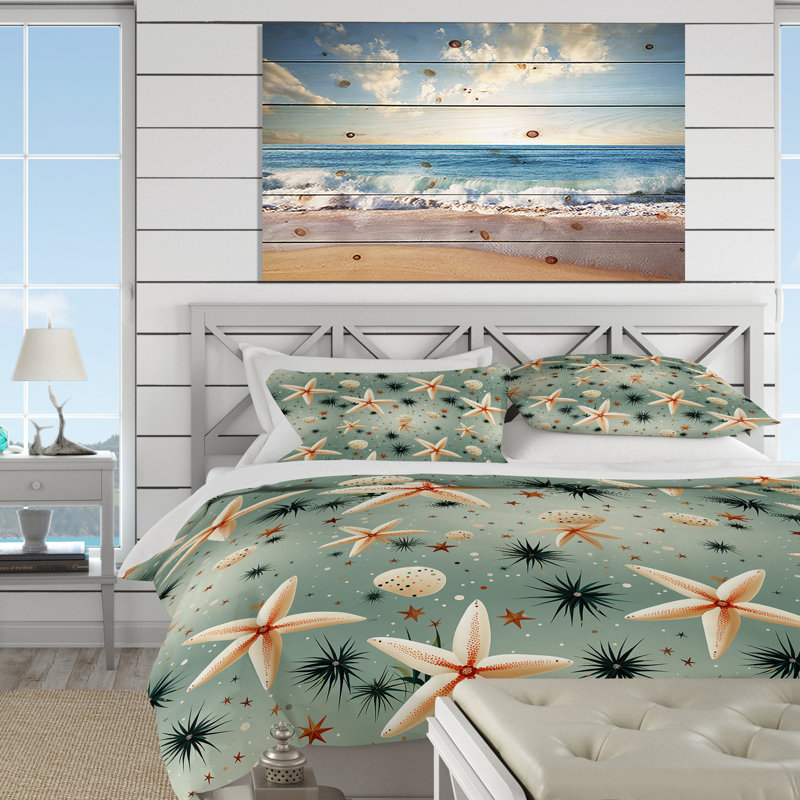 Ensemble de housse de couette Coastal, Housse de couette simple + 1 taie décorative stan