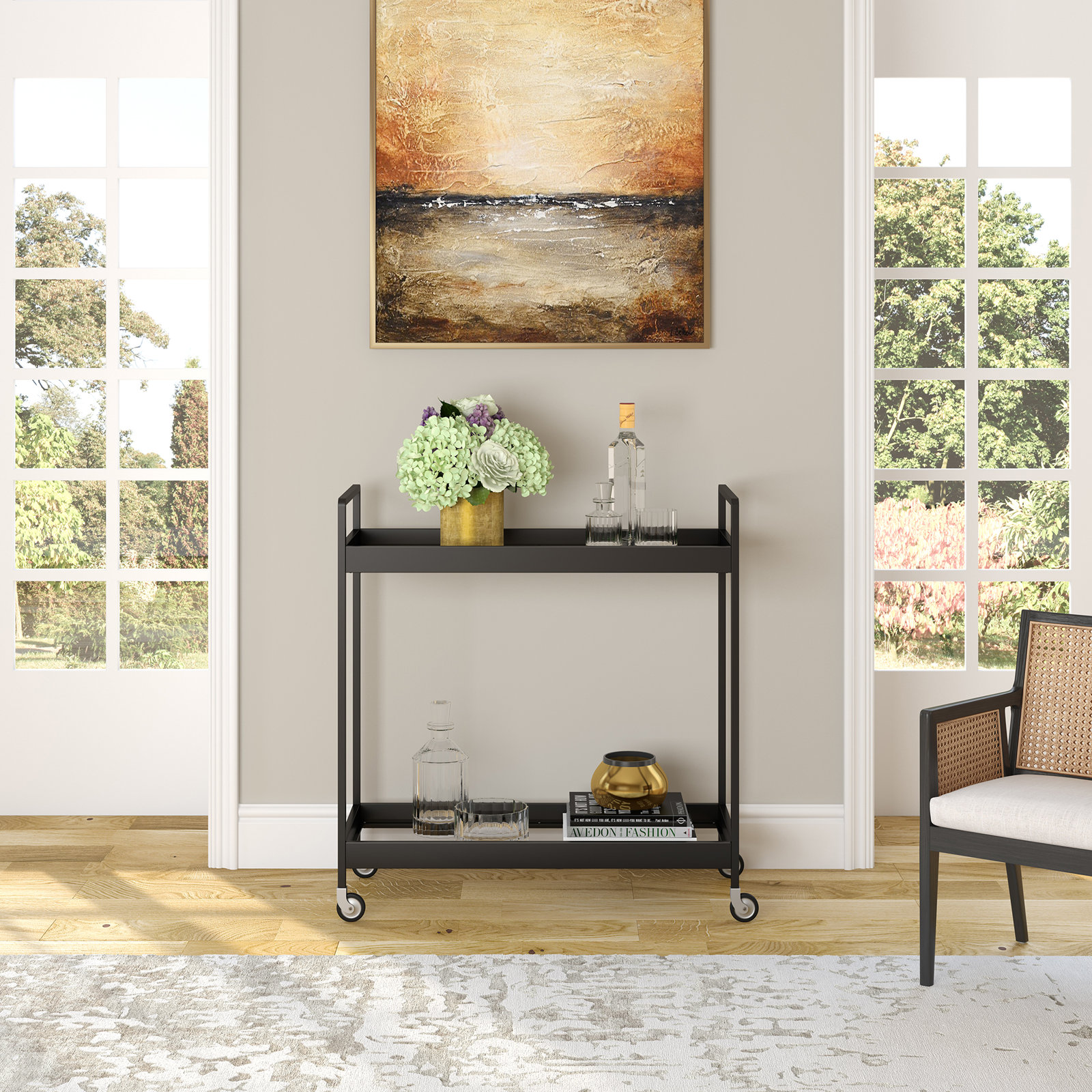 Apprentice Metal Bar Cart, Blackened Bronze