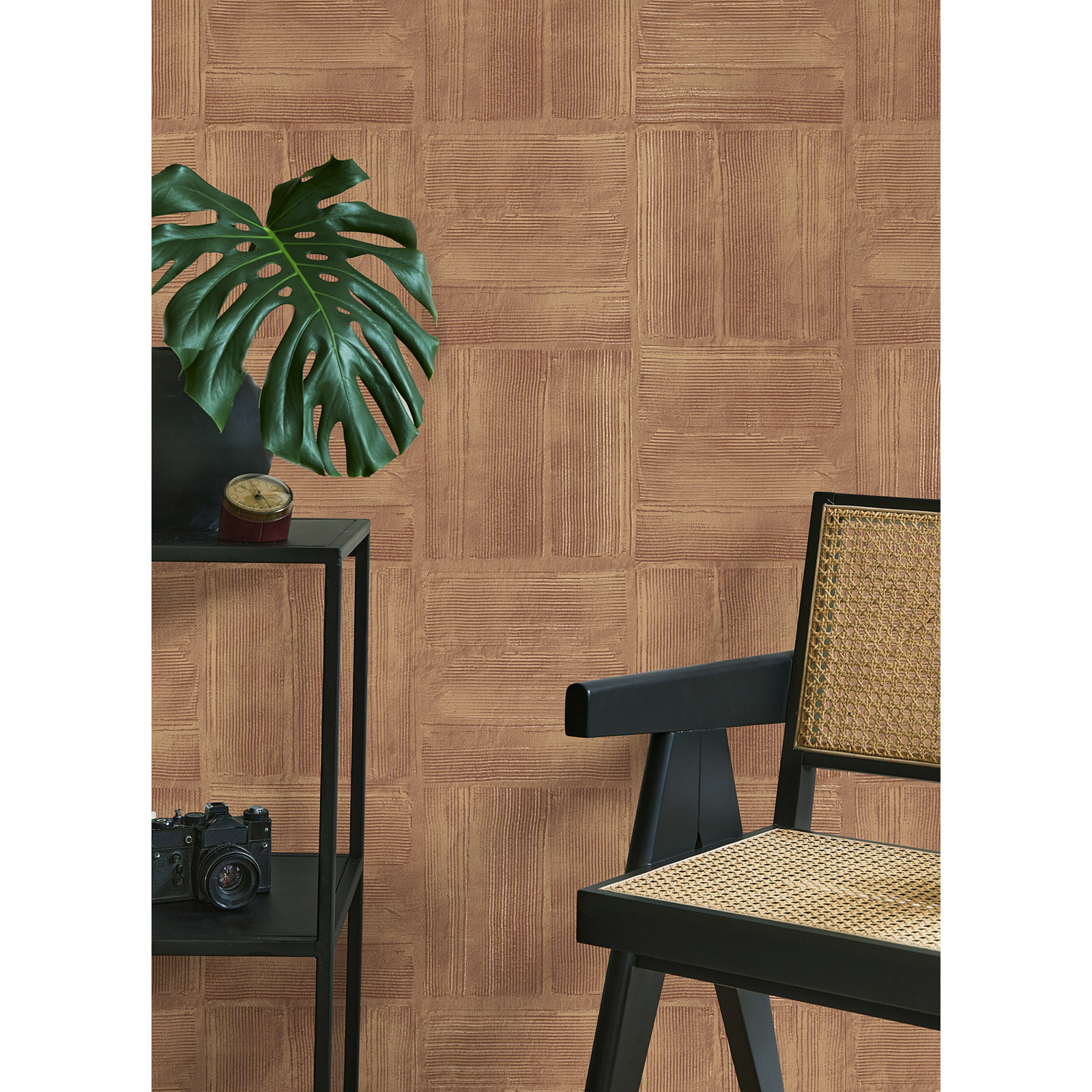 Addalyn Geometric Wallpaper, Rust Block