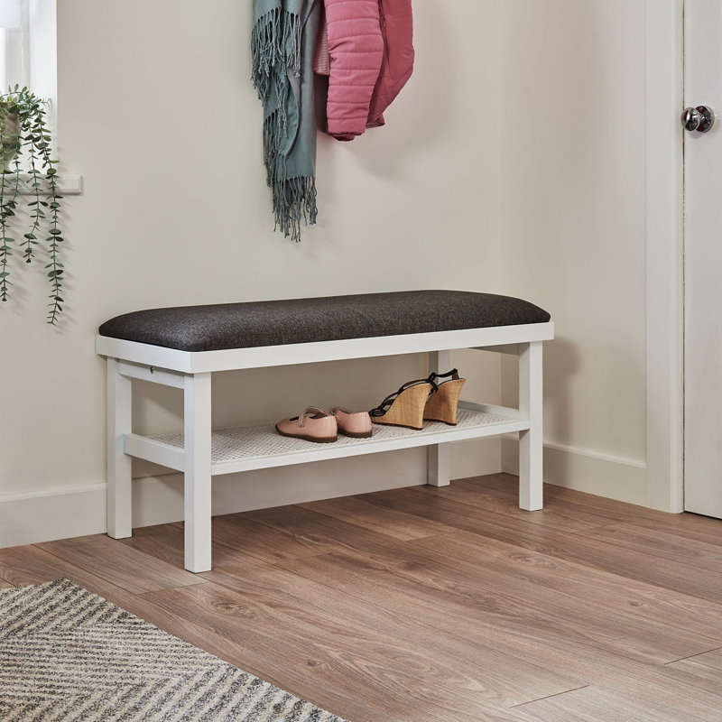 Tenaya Polyester Upholstered Storage Bench, White