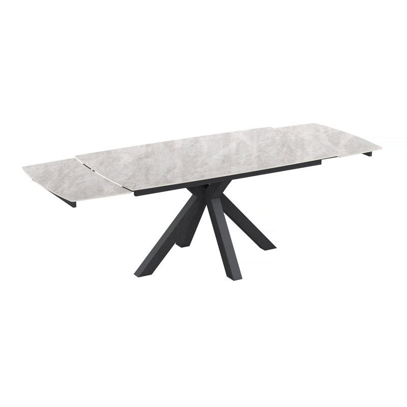 Baudilio 160-240 cm Ceramic Extending Dining Table, Light Grey