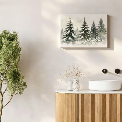 Scène d'hiver neige pin, cadre mural en bois encastré, 16 L x 20 l