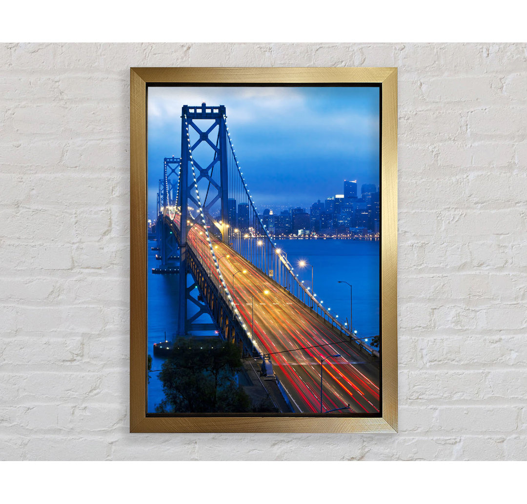 Gerahmtes Leinwandbild Golden Gate Bridge in Blau