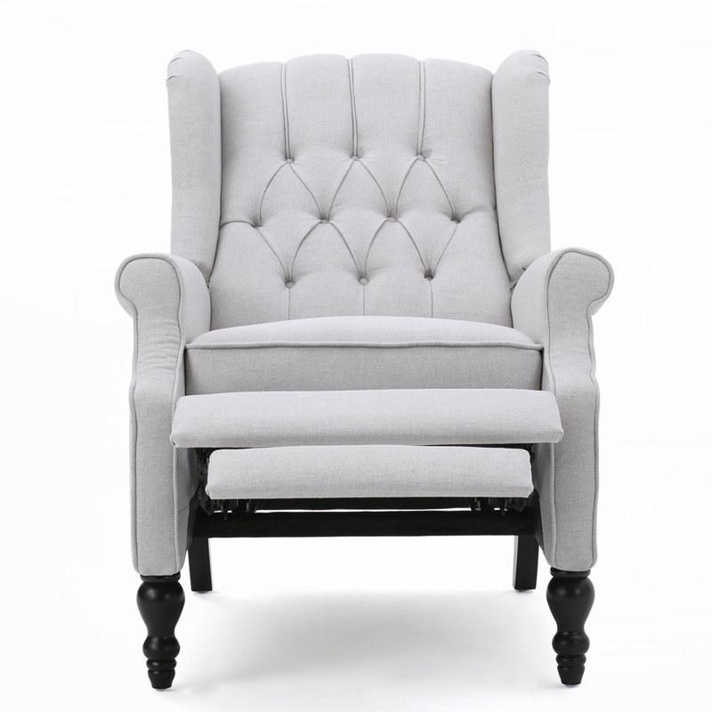 Fauteuil inclinable manuel capitonné en tissu touffeté, Gris clair