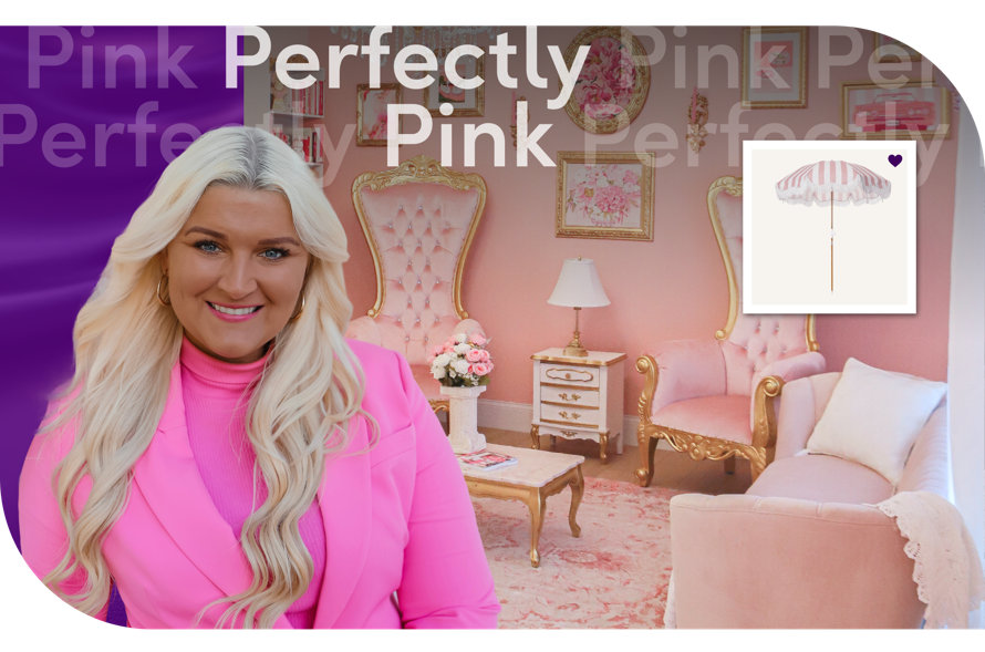 Perfectly Pink image featuring a pink striped parasol.