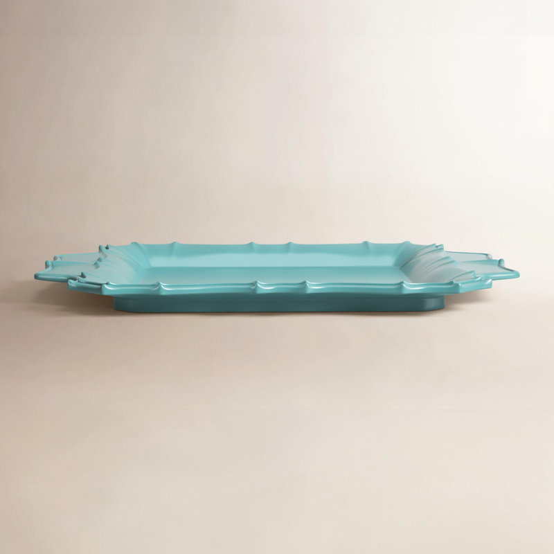 Chloe Square Platter with Handles, Turquoise