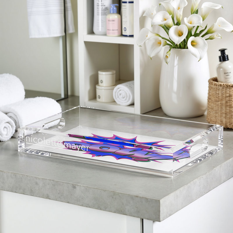 Plateau décoratif Pow Blue, 12.5"W x 7.75"D x 2"H