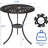 23" Round Patio Dining Table with Umbrella Hole,Antique Cast Aluminum Outdoor Bistro Table,Umbrella Table,Side Table,End Table,Outdoor Furniture for Backyard,Garden