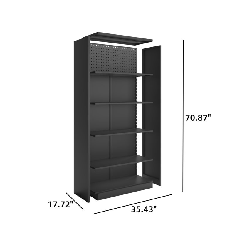 70 po, armoire de rangement de cuisine moderne en métal avec six niveaux (noir)