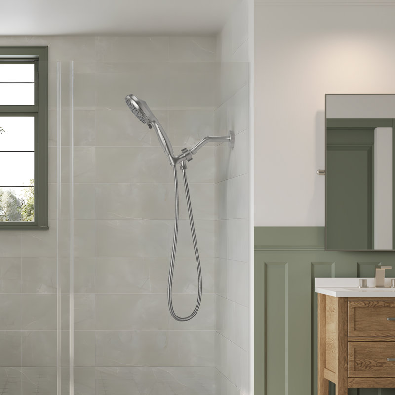 Pomme de douche à main haute pression avec boyau de douche 59 po et bras de douche, Nickel brossé