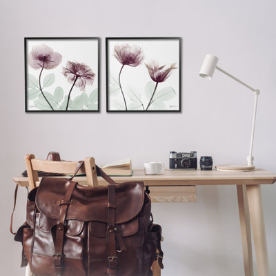 Ensemble de 2 giclées encadrées délicates fleurs mauves, design par Albert Koetsier