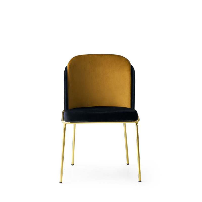 Chaise d'appoint rembourrée et revêtue de velours, Noir / doré, 4