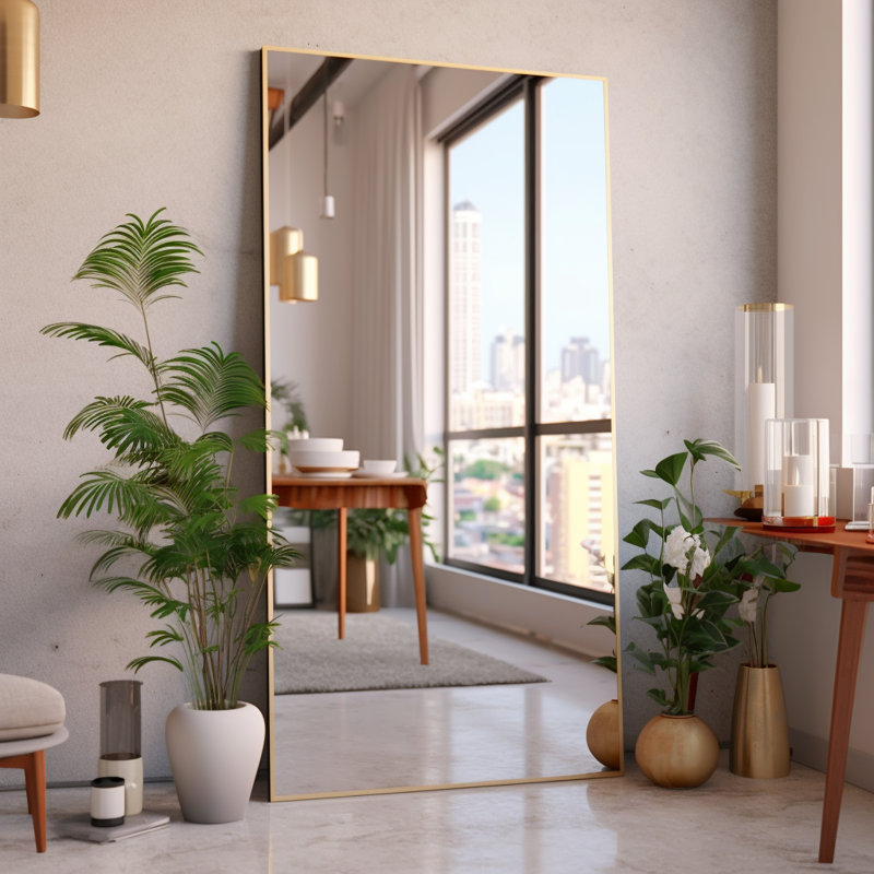 Miroir pleine grandeur Adhvika, Or, 70,2 po x 31,2 po