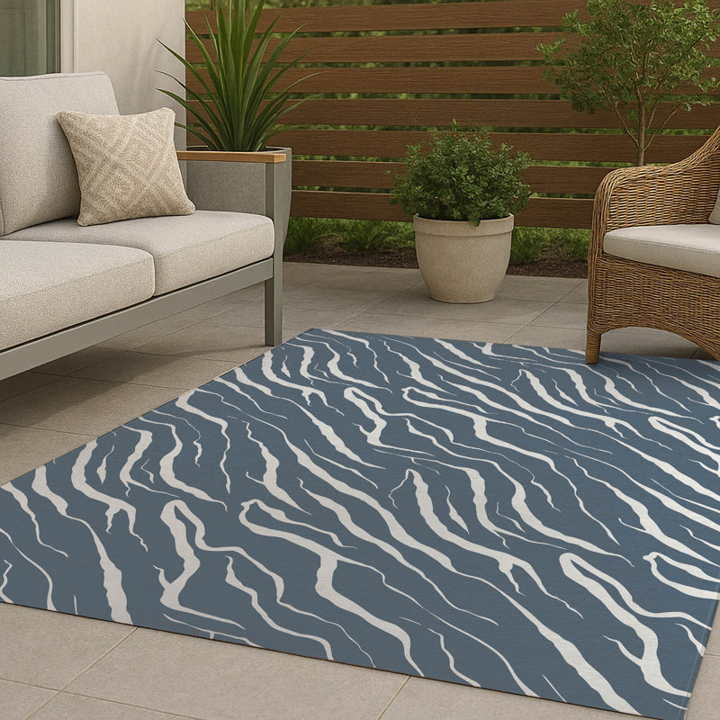 Tapis d'extérieur antidérapant Lush Cracks, Rectangulaire 8 pi x 10 pi