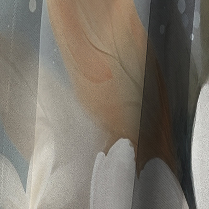 Vibrant blanc gris pivoine fleur - rideau pivoines - rideau occultant floral - 1 panneaux, L 52 po x L 84 po