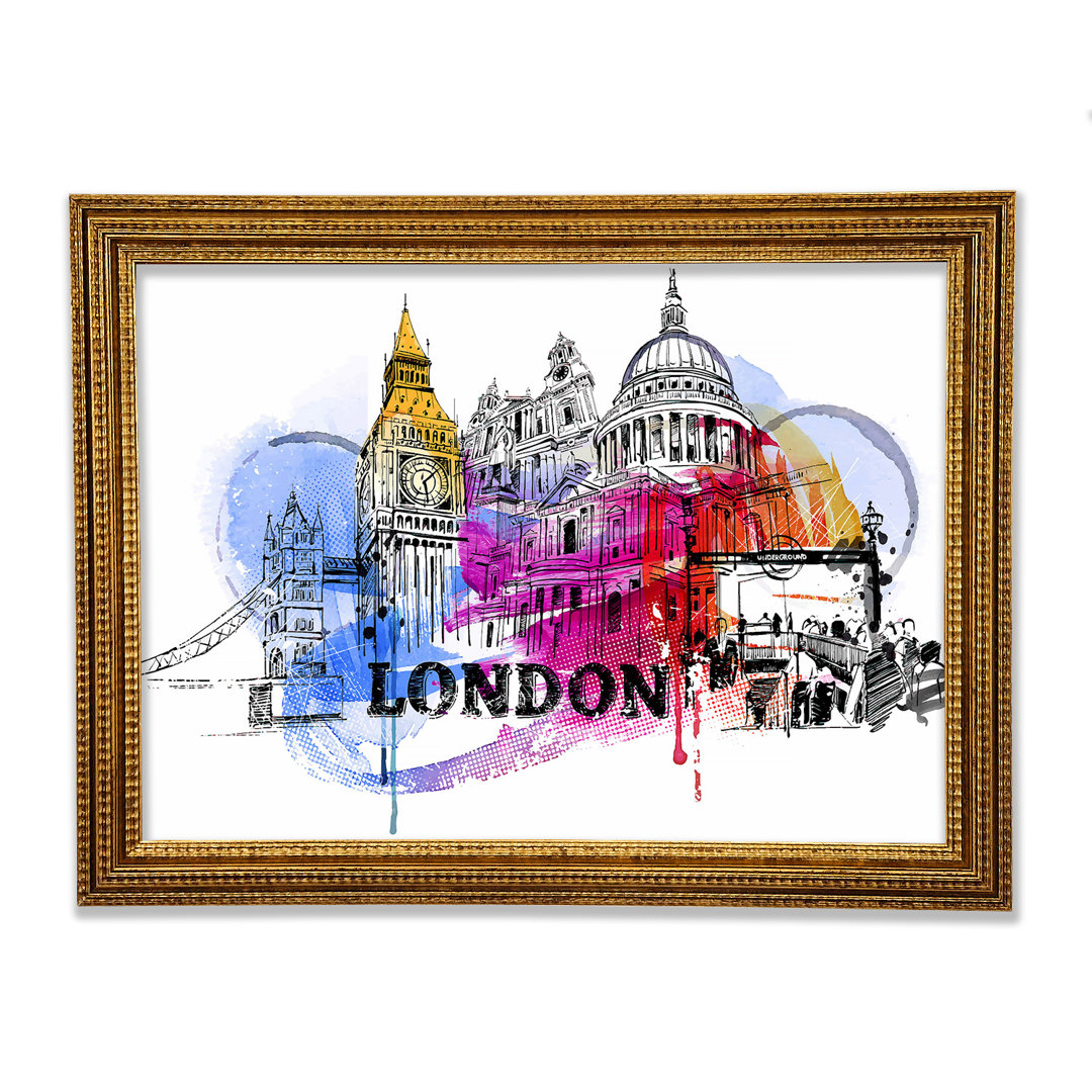 London Iconic Places Gerahmter Druck