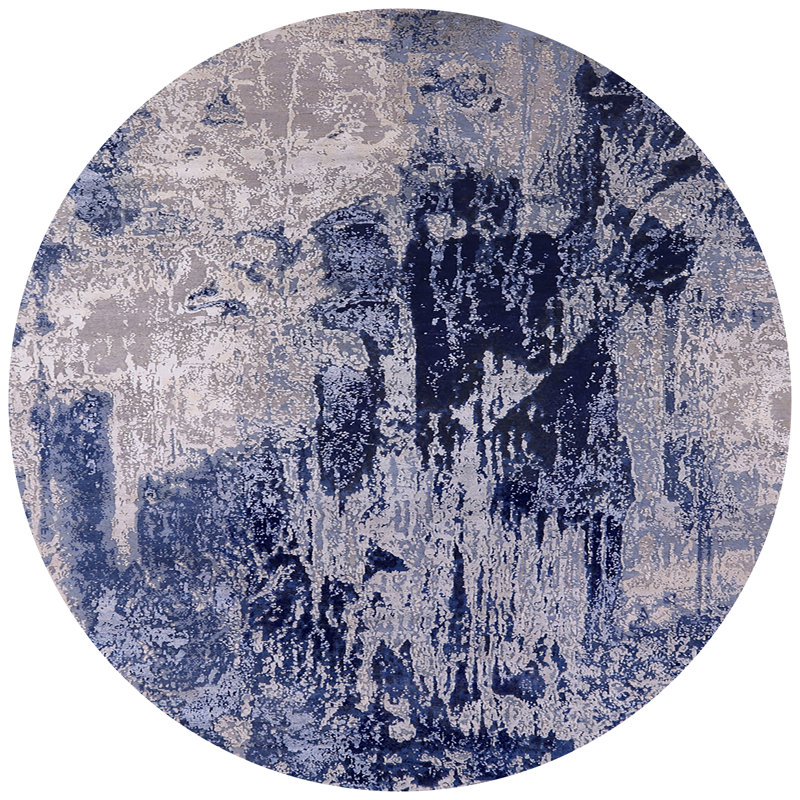 Tapis abstrait mauve / gris, Rond 5 pi