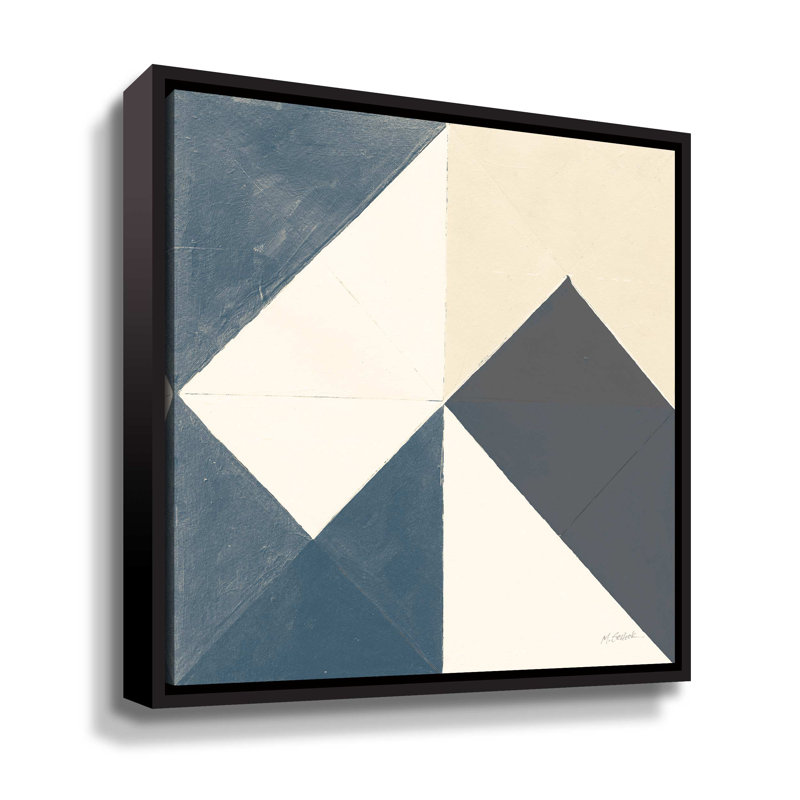 Triangles IV Teal Crop - impression sur toile, Cadre flottant, H 10 po x l 10 po x P 2 po