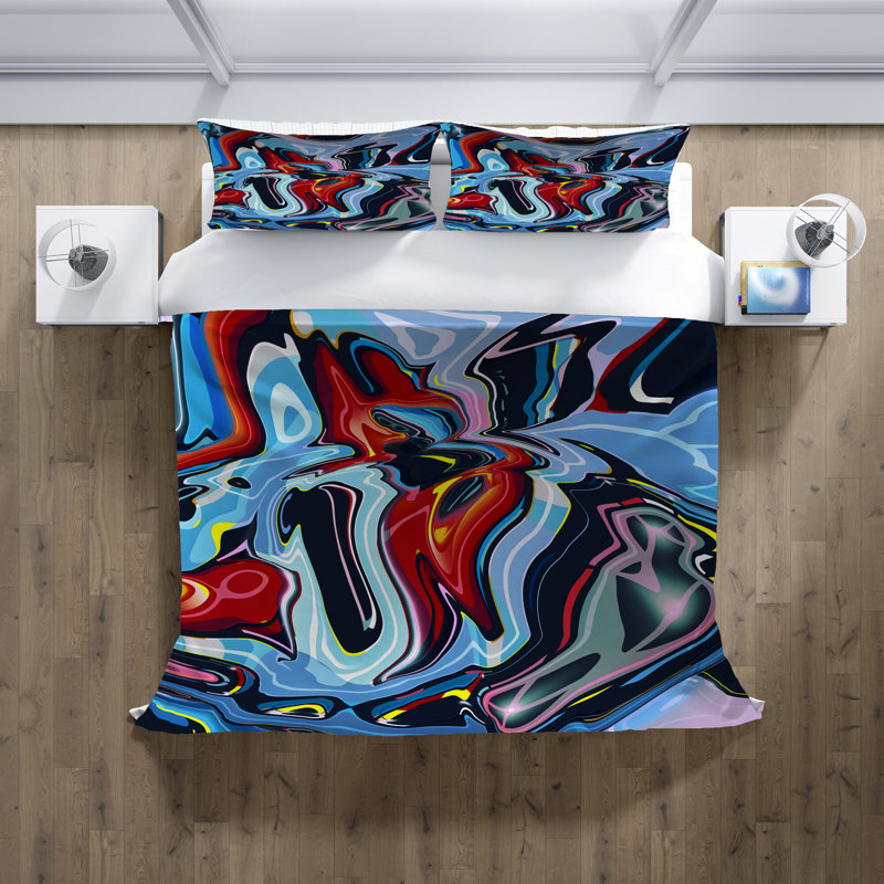 Polyester Abstract Duvet Cover, King Duvet Cover + 2 King Shams