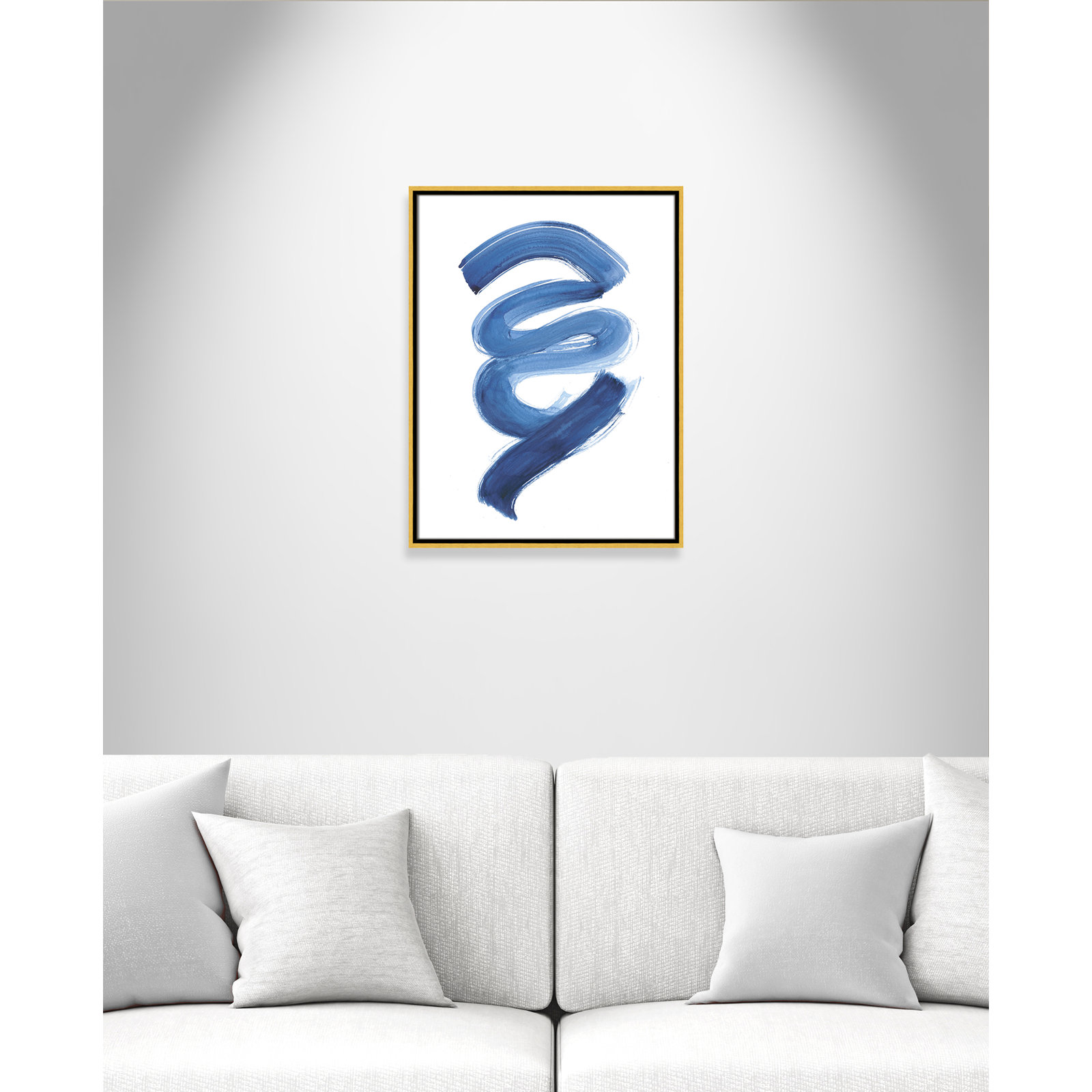 Coppola "Slinky Indigo I" Painting by Filippo Ioco, 25.5" H x 19.5" W x 2" D, Gold Framed Canvas