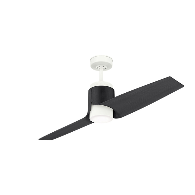 54" Aya 2 - Blade LED Smart Standard Ceiling Fan with Wall Control and Light Kit Included, Black Ash