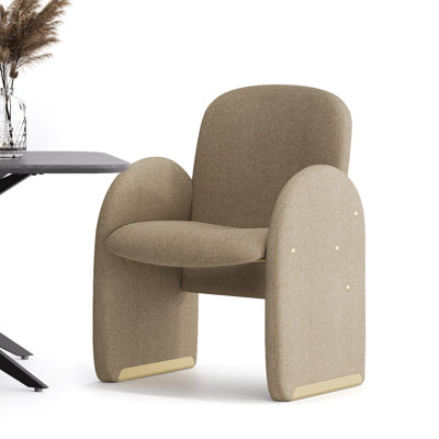 Modern Upholstered Dining Chair Full Back Armchair With Metal Detor Legs