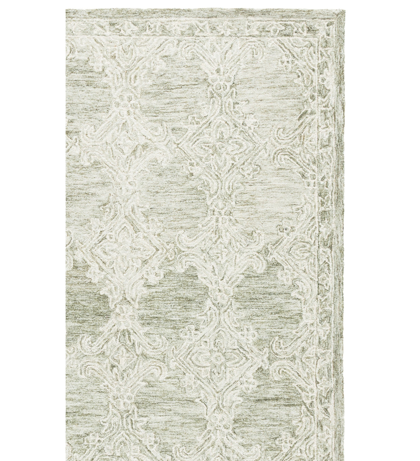 Hand-Tufted Wool Damask Rug, Rectangle 5' x 8'