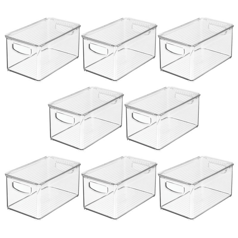 mDesign Plastic Storage Bin Box Container, Lid and Handles, 5" H x 10" W x 12" D, 8
