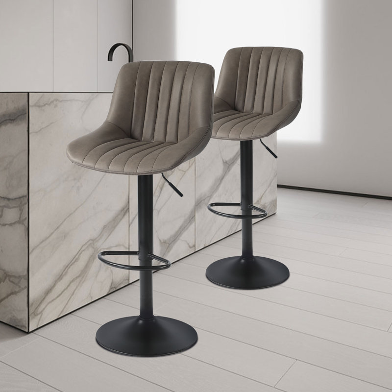 Aneli Height Adjustable Swivel Bar Stool, Dark Brown, 1