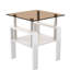 Ensemble de 2 tables d'appoint carrées en verre trempé pour salon, blanches, à plusieurs niveaux, 44,2 cm x 44,2 cm x 52,1 cm, faciles à assembler et utilisables comme table basse.