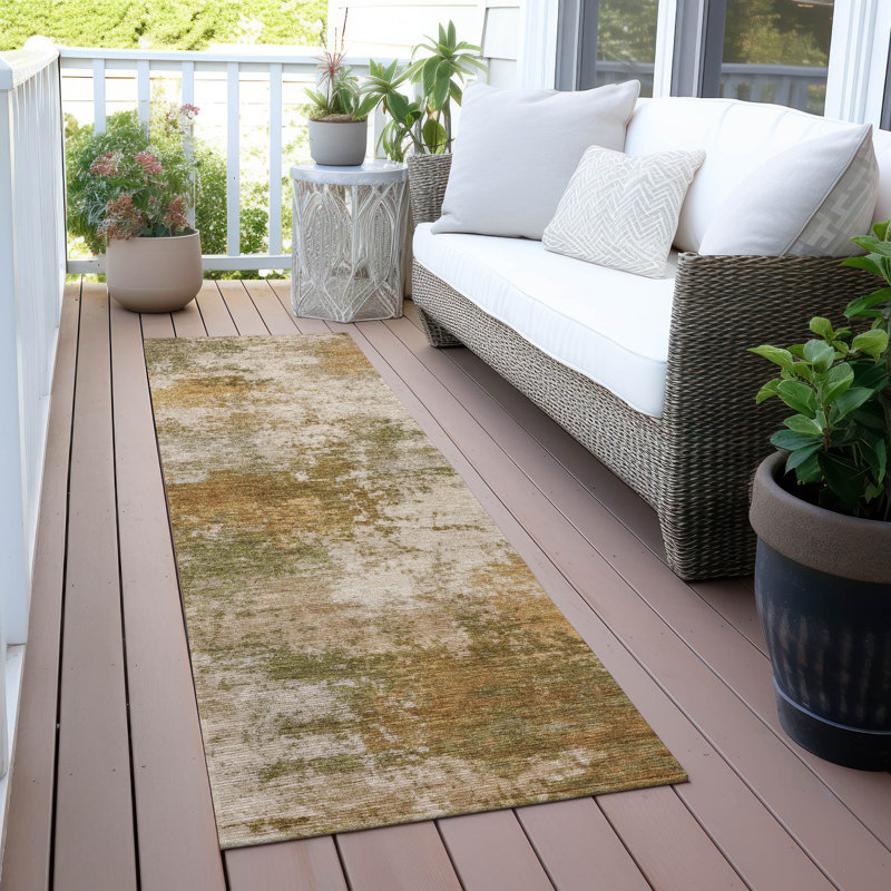 Tapis cuivre intérieur / extérieur lavable à la machine Xhevrie, Tapis de couloir 2 pi 3 po x 7 pi 6 po