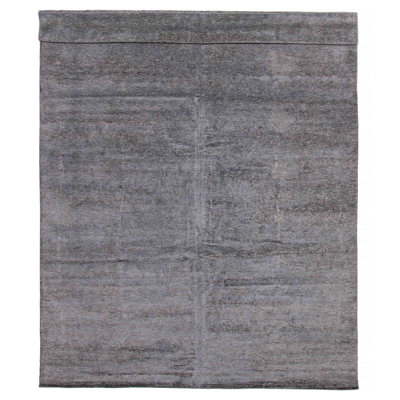 Tapis gris Loreto noué à la main unique 11 pi 6 po x 14 pi 7 po
