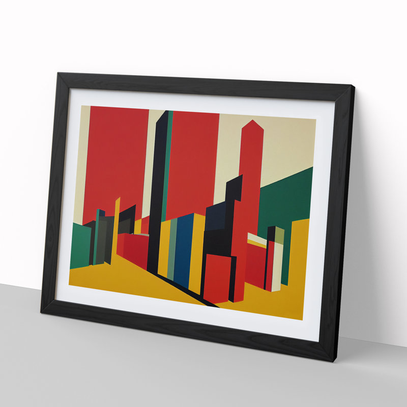 Futuristic Skyscrapers - Single Picture Frame Print, 46cm H x 64cm W x 2cm D, Black