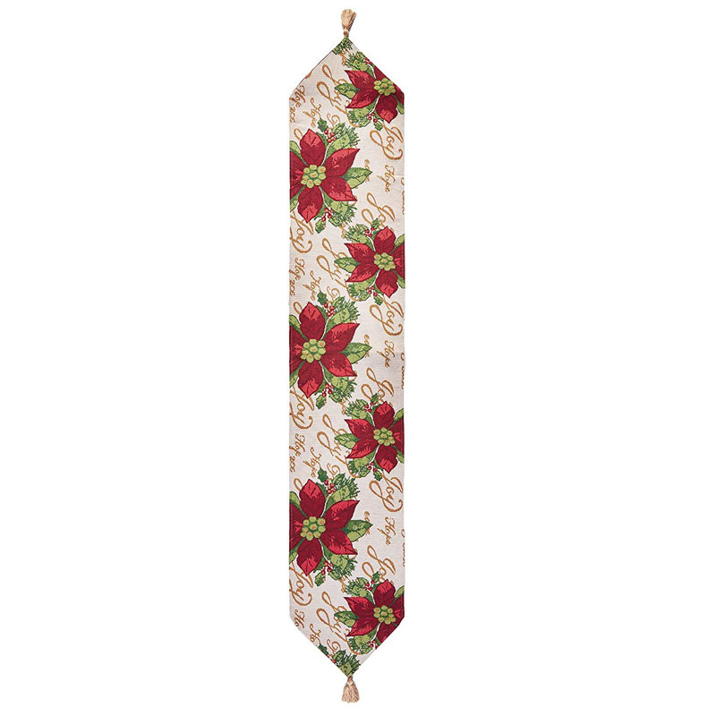 Floral Cotton Blend Christmas Table Runner