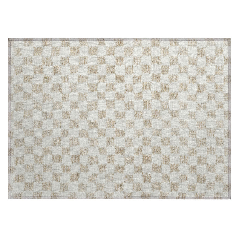 Machine Washable Indoor/Outdoor Xhevrie Beige Rug, Rectangle 1'8" x 2'6"