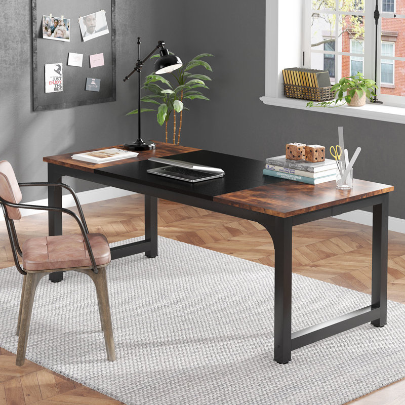 Waltman Desk, Rustic Brown/Black, 29.52" H x 70.86" W x 31.49" D