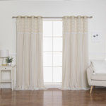 Everina Lace Overlay Nature Floral Room Darkening Thermal Grommet Curtain Panels