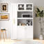Armoire de cuisine avec étagère de rangement coulissante multifonctionnelle à plusieurs niveaux, armoire de rangement de ferme avec 4 portes, organisateurs de garde-manger pour la cuisine, la salle à manger (blanc)