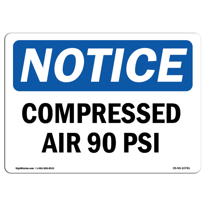 Compressed Air 90 PSI Sign