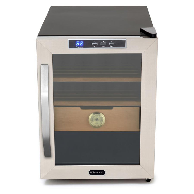 Stainless Steel 34L Cigar Cooler with Glass Door and Humidifier