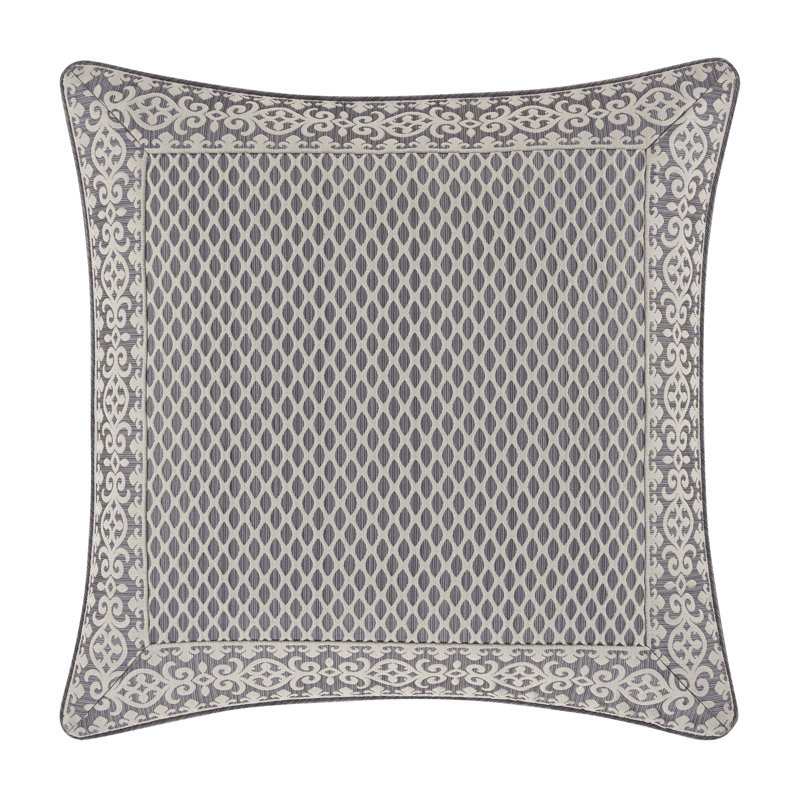 Charcoal and Cream Polyester Euro Sham with Woven Border