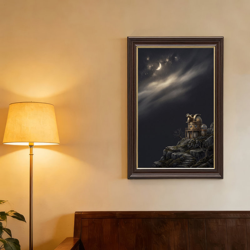 Toile dorée sous la lune étoilée, 24"H x 16"W