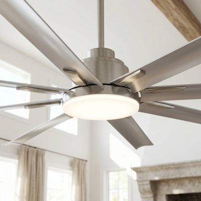  72-inch Modern Ceiling Fan with Light, Remote Control Smart Fan, 8 Aluminum Blades, DC Motor, 6 Speeds, Downrod Mount for Bedroom, Living Room