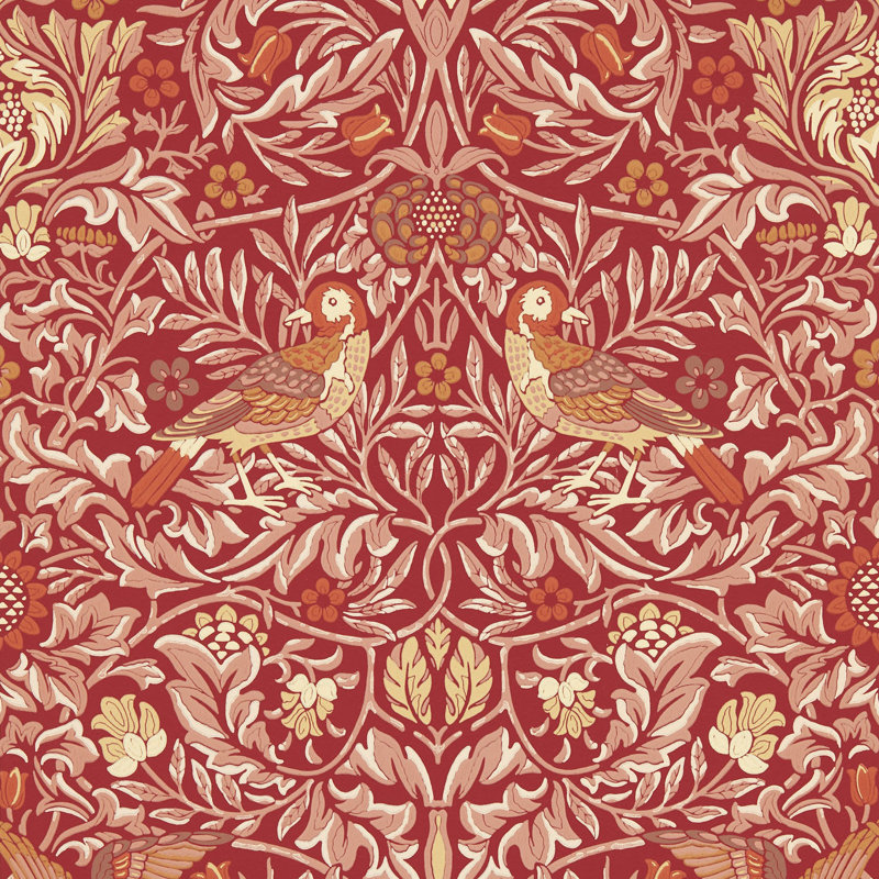 Bird 10.05m x 52cm Matte Wallpaper Roll, Red