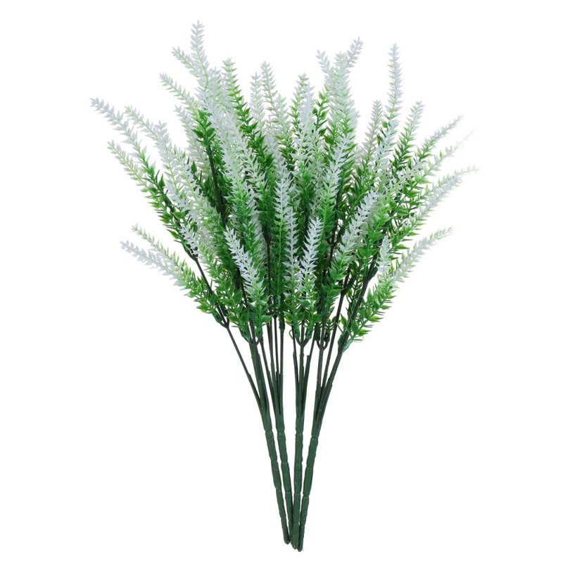 4 bouquets de fleurs de lavande artificielles, Blanc