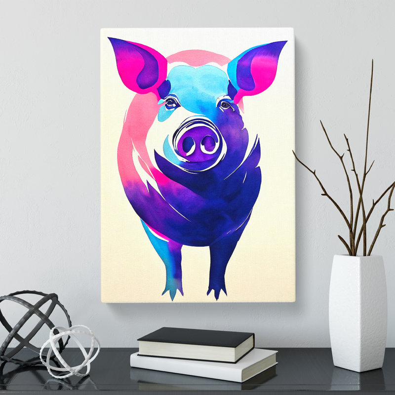 Watercolour Pig - Wrapped Canvas, 60cm H x 40cm W x 3cm D