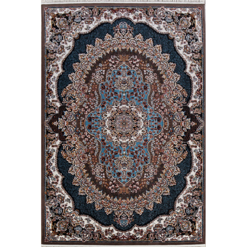 Tapis bleu / beige Adnopoz
