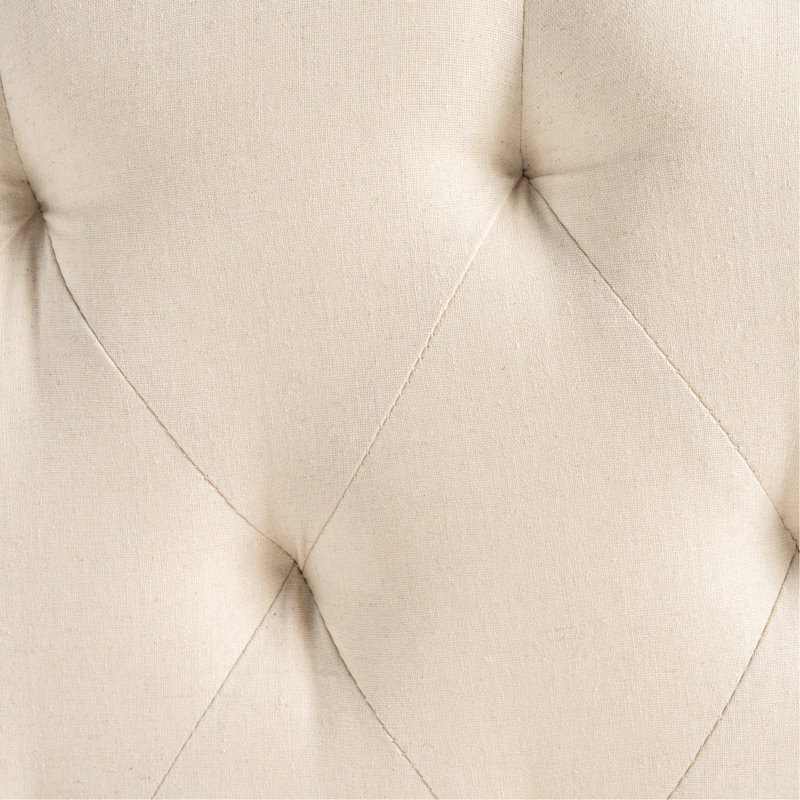 Grande tête de lit de style contemporain avec boutons et coutures cloutées décoratives en tissu beige